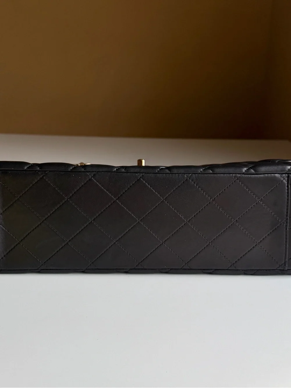 Chanel Turnlock Maxi Classic Single Flap Black Lambskin Gold Hardware Bag + Box